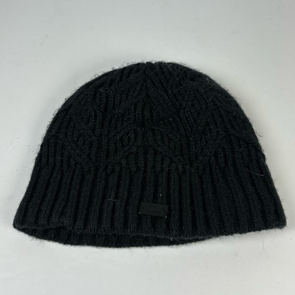 Under Armour black cable knit skull cap fleece lined beanie womens OS